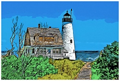 Wood Island Lighthouse in Maine - Digital Painting